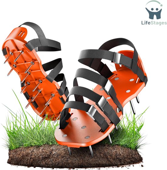 LifeStages - Gazonpriksandalen - Spijkerschoenen - Gazonbeluchtersandalen Met Roestvrijstalen Spijkers (59 Mm) - Antislip & Verstelbare Klembanden Voor Stabiel Verticuteren En Tuinonderhoud - Geschikt Voor Schoenmaat 37-48 van Merkloos	