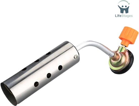 LifeStages - Onkruidbrander - Thermische Onkruidbrander - Draagbare Butaangasbrander - Draagbaar Messing Keukengereedschap - Gasbrander - Kan Omgekeerd Gebruikt Worden - Regelbare Vlam voor Koken, Grillen, Bakken, Lassen van LifeStages