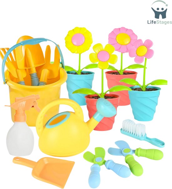 LifeStages - Tuingereedschap Kinderen Speelgoed - Kinderen Tuin Gereedschap Speelgoed - Voor Bloemen Tuin Speelgoed Set Kinderen - Zand Speelgoed Met Gieter - Schop - Harken Tuingereedschap - Set Voor Jongens En Meisjes Van 3, 4, 5, 6, 7 Jaar van Merkloos	