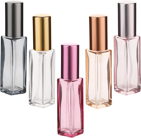 Lighting Level Mini Perfume Atomiser - Refillable Pack of 5 - 10 ml Empty Glass Perfume Bottles - Portable Spray Bottle - Travel Perfume Spray voor Feesten - Mannen - Vrouwen - Meisjes van Merkloos	