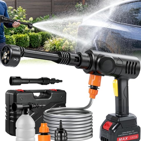 Lìon® Hogedruk Reiniger Auto - Hogedrukreiniger Auto - Hogedrukspuit - Zwart - 12cm x 15cm x 10cm