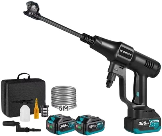 Liora's Elektrische Hogedrukreiniger - hoge druk spuit 3 standen - Draadloze Auto Schoonmaken - Tuin Schoonmaaktool - geschikt Voor Makita 18V Batterij met 2 accu's van Liora's