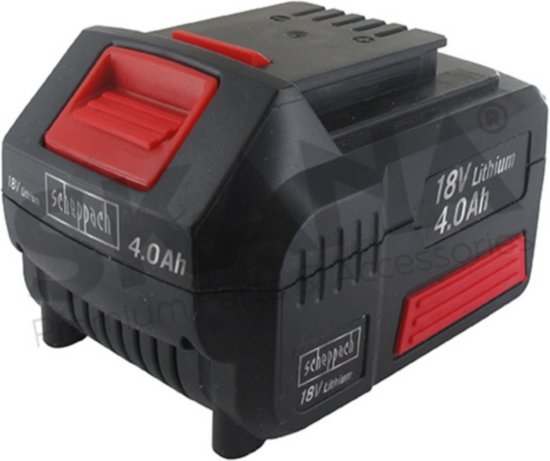 Lithium/ion accu 18V 4,0Ah SCHEPPACH voor LMB400 maaiers, RT2300 kantentrimmer, HTB400 heggenschaar van Scheppach