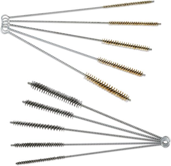 LLOUSSAK 10 stuks kwaliteit reinigingsborstelset, roestvrij stalen pijpenreiniger, borstel, mini-borstel voor auto, sewer tunnel, roestverwijdering van LLOUSSAK