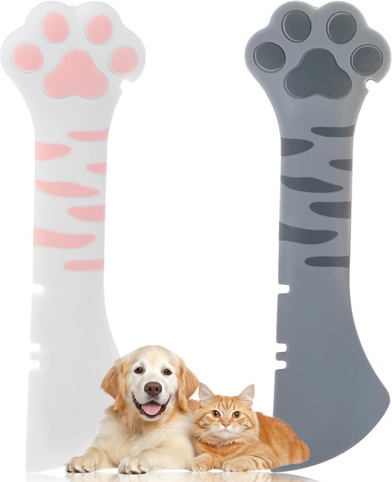 LLOUSSAK 2 lepels kattenvoer, siliconen kattenlepels, multifunctionele blikopener voor katten, gemakkelijk te reinigen lepel voor kattenvoer, kattenpootdesign, kattenblikopener voor van VEUOCAQ