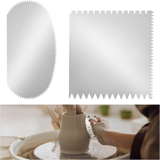 LLOUSSAK 2 stuks roestvrijstalen kleischraper, pottenbakvorm, schraper, polymeerkleigereedschap, kleisnijmes, aardewerktuig voor aardewerk, sculptuur, keramiek, doe-het-zelf van LLOUSSAK