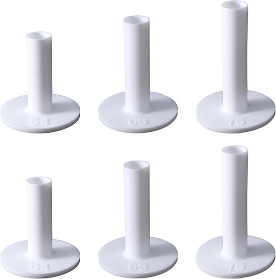 LLOUSSAK 6 stuks golftees, rubberen golfstoelen, witte T-vormige golfbalaccessoires, zacht rubber, serie thee met verschillende maten, voor binnen en buiten, golfpraktijk van Merkloos	