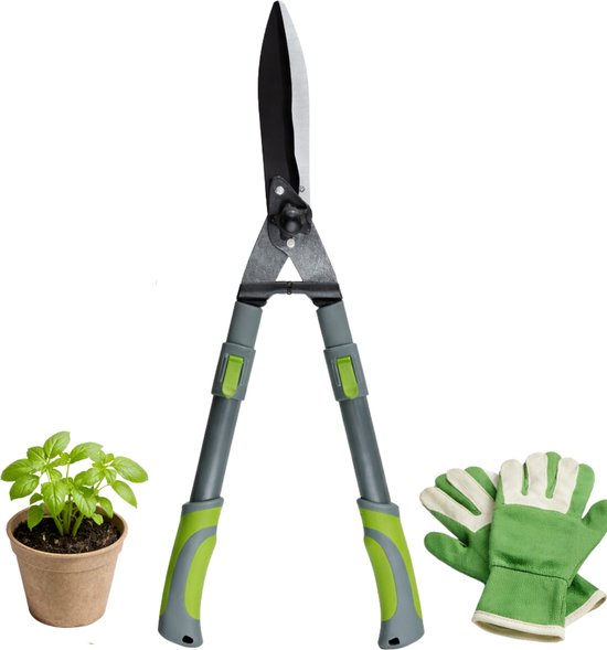 Lomera Heggenschaar - Hegschaar - Heggenschaar voor Heg - Heggenschaar voor Struiken - Struikschaar - Heggenschaar Anti Kleef - Heggenschaar Ergonomisch - Heggenschaar met Rubberen Grip - Groene Heggenschaar