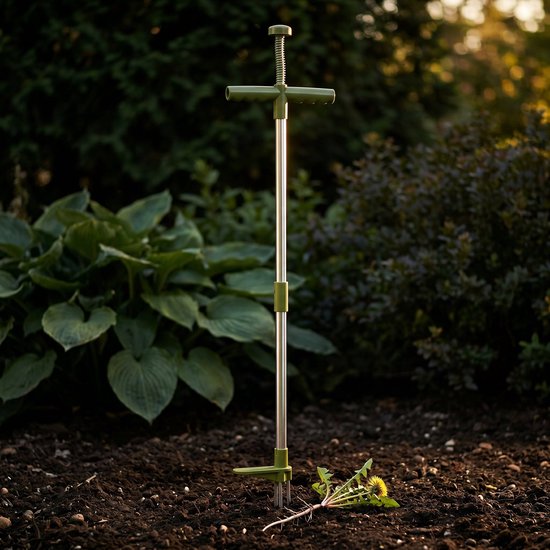 Lomera Onkruidsteker - Onkruidtrekker en Onkruidverwijderaar - Weed Puller - Paardenbloemsteker - Onkruidwieder met Lange Steel - Zonder Bukken - Ergonomisch Tuingereedschap van Roestvrij Staal - Wortel Verwijderen