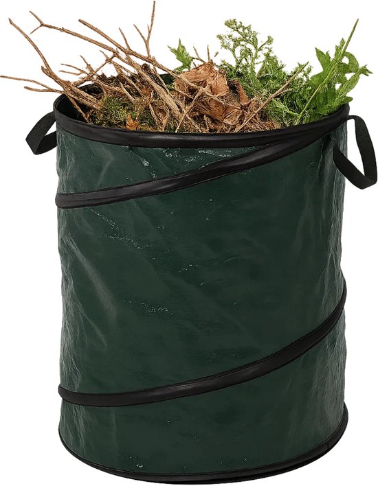 Lomera Pop-Up Tuinafvalzak - Tuinafvalzak 85 Liter - Draaghengsels - Rond Ontwerp - Herbruikbare Afvalzak - Tuin Opruimen - Bladeren Opruimen - Tuinonderhoud van Lomera