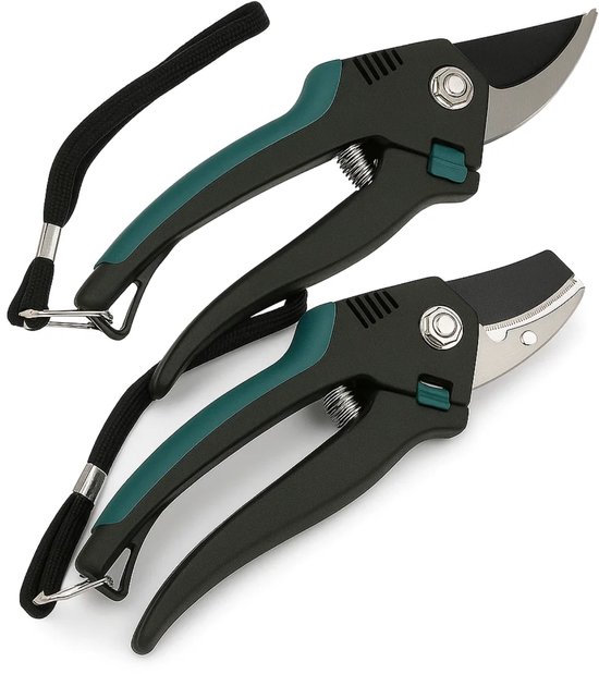 Lomera Set Van 2 - Roestvrij Staal - Antislip Grepen - Veilige Blokkering - Bloemenschaar - Groene Takken - Aambeeld Snoeischaar - Kleinere Takken - Polsband - Tuinschaar - Ergonomisch Ontwerp - Vlijmscherp - Precisiewerk - Tuinieren van Merkloos	