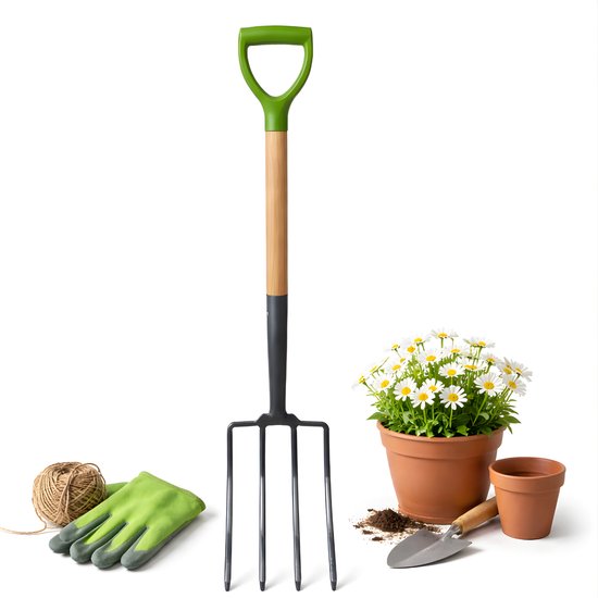 Lomera Spitvork - Tuinvork - Spitvork 4 Tanden - Tuinvork 4 Tanden - 4 Tands Spitvork - Riek - Spitvork Met Steel - Tuinvork Met Steel - Compostvork - Spitvork Voor Compost - Spitvork Moestuin van Merkloos	