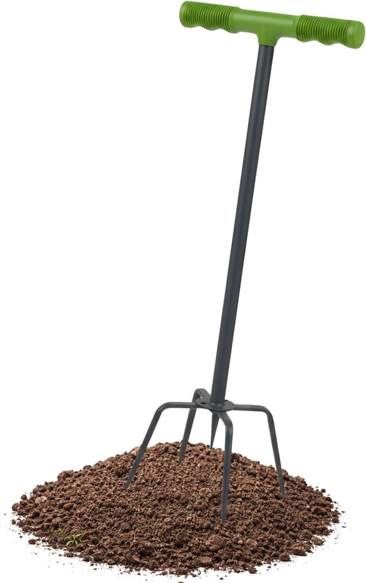 Lomera Tuinklauw - Grond Losmaken - Grond Beluchten - Onkruid Wieden - Onkruid Verwijderen - Tuingereedschap Tuinklauw - Tuinklauw Met Steel - Tuinklauw Lange Steel - Tuinklauw T Handvat - 4 Tands Tuinklauw van Merkloos	