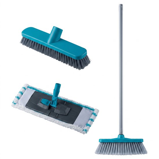 Lomera Vloerreinigingsset Set van 5 - Schoonmaakset - Bezem Set - Vloerwisser - Dweilset - Binnenbezem - Zachte Bezem - Harde Bezem - Microvezel Dweil