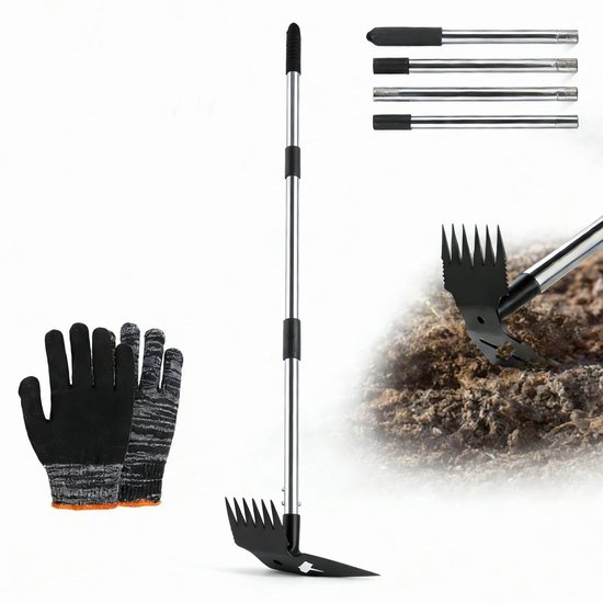 Long Handle Weed Cutter 150 cm - Weed Remover - Grouting Weeder met Handvat - 2-in-1 Onkruid Hark en Tuin Heuvel - Tuin Gereedschap - Efficiënte Onkruidverwijdering - Tuin Tools van Merkloos	