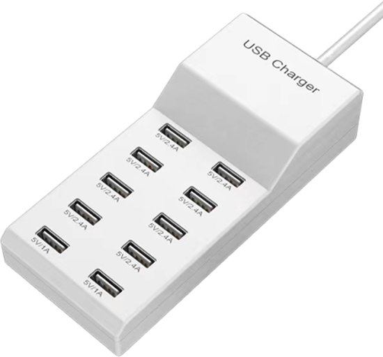 longziming Multi USB Charger 10-poorts – Snelle Oplader - voor Meerdere Apparaten - USB Oplader - Smartphone - Automatische Detectietechnologie van longziming