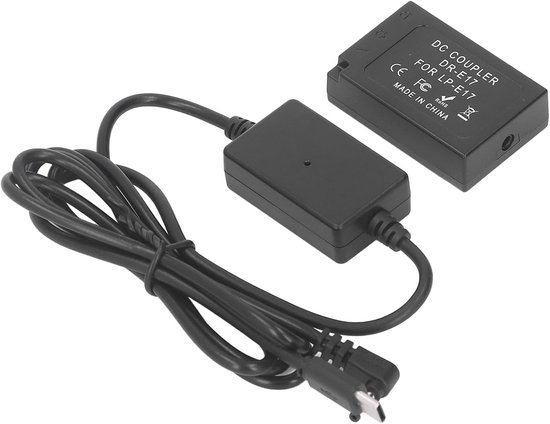 LP E17 Dummy Battery DR E17 DC Coupler Camera Dummy Battery for 760D 750D 77D 800D 850D M3 M5 M6 M6 Mark II R10 R8, Type C Power Adapter for Long-term Use van Merkloos	