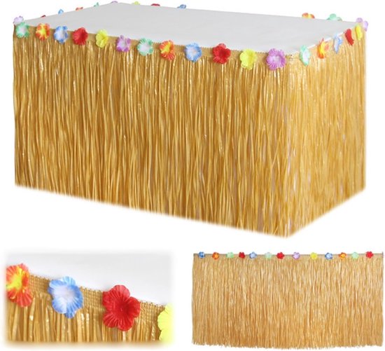 Luau Grass Table Skirt - Natuurlijke Hawaii Tafelrok - Tropische Zomer Tuinfeest Decoratie - Barbecue Tafeldecoratie van Merkloos	