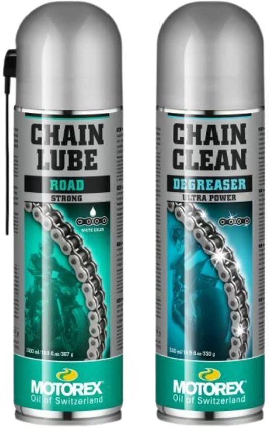 Lube & Cleaner Set voor Motor kettingen - 500ml Kettingspray en 500ml Kettingreiniger van Merkloos	