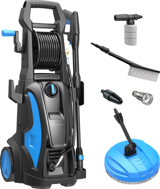 Lugia Hogedrukreiniger Pro - 185 bar - 2200W - 550 L/H - Bundel Pakket met Terrasreiniger - Roterende Borstel en Turbo spuitmond van Lugia