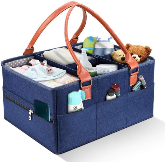 Luiertas - opbergmand voor baby's - grote capaciteit - opvouwbare opbergtas - luierorganizer - vilten handtas voor het regelen van babyspeelgoed - babybenodigdheden - luiermand van Evolumum