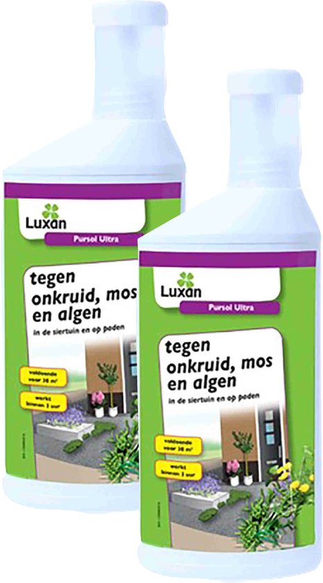 Luxan Pursol Ultra 2 x 500 ml. Tegen onkruid, mos en algen in siertuin en op paden van Merkloos	