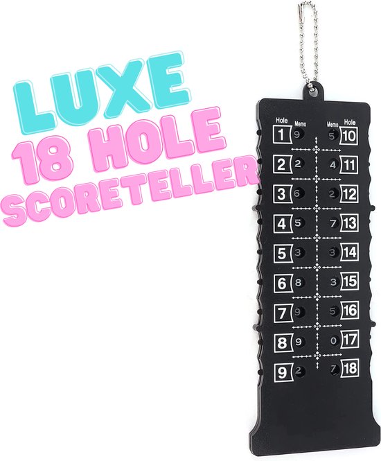 Luxe 18 hole - Golf score teller - Zwart - Slagenteller - Handteller - Golftrainingsmateriaal - Golfaccesoires - handige scoreteller - Golfscore teller - Golfscoreteller van PriRon®