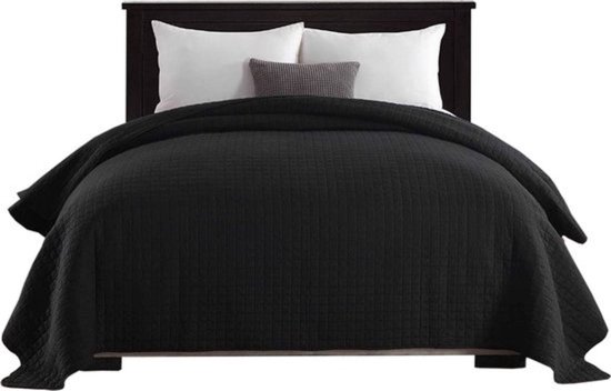 Luxe Bedsprei - voor een Tweepersoonsbed - 240x260 cm - Zachte en Stijlvolle Beddensprei - Zwart van Merkloos	