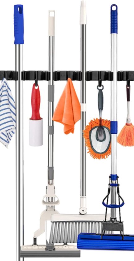 Luxe Bezemhouder - Opbergsysteem - Bezem ophangsysteem - Gereedschapshouder - Ophanghaken - Tuingereedschap - Gereedschap opbergen - Zwart van Luxe