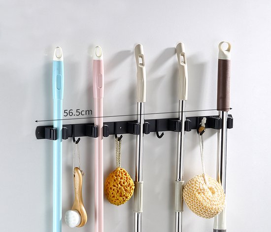 Luxe Ophangsysteem Bezem - Bezemhouder - Opbergsysteem - Bezem ophangsysteem - Ophanghaken - Tuingereedschap - Gereedschap opbergen - Zwart van Gadgy