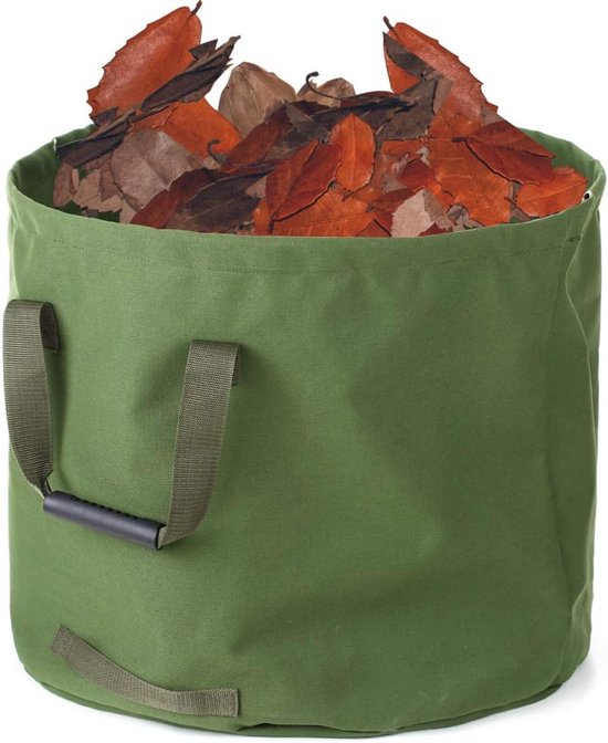 Luxe Tuinafvalzak - 240L (63 Gallon) - Waterafstotend Canvas - Zelfstaande Tuintas Met Verstevigingsring - 55x46cm - Legergroen van Merkloos	