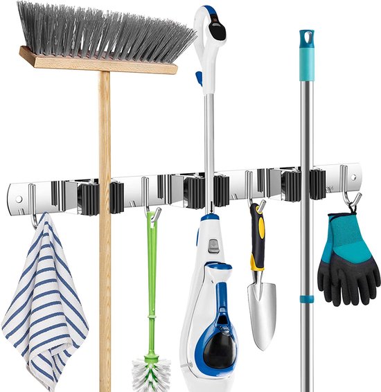 Luxe Wandhouder - Steelklem - Bezem Ophangsysteem - Bezemhouder Opbergsysteem voor Gereedschap - Gereedschapshouder Ophangsysteem van HANGOWAN.