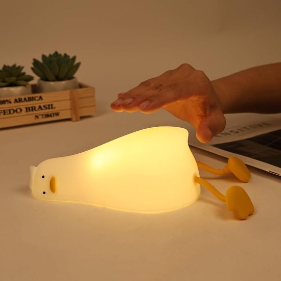 Lying Duck Kindernachtlampje met spraakbediening - draagbaar led-babynachtlampje - eendenlamp voor kinderen - USB-oplaadbaar - babyslaaplamp voor jongens en meisjes - schattige kamerdecoratie - cadeau voor baby's van Merkloos	