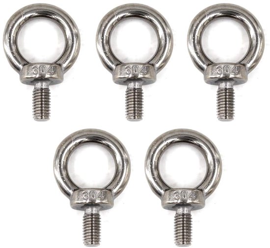 M10 Eye Bolt 304 Stainless Steel Heavy Duty Lifting Ring Bolt Screws Pack of 5