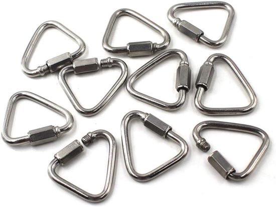 M3.5 Delta Quick Link 304 Stainless Steel Triangle Quicklink Chain Connector Screw Lock Carabiner Pack of 10 van Merkloos	