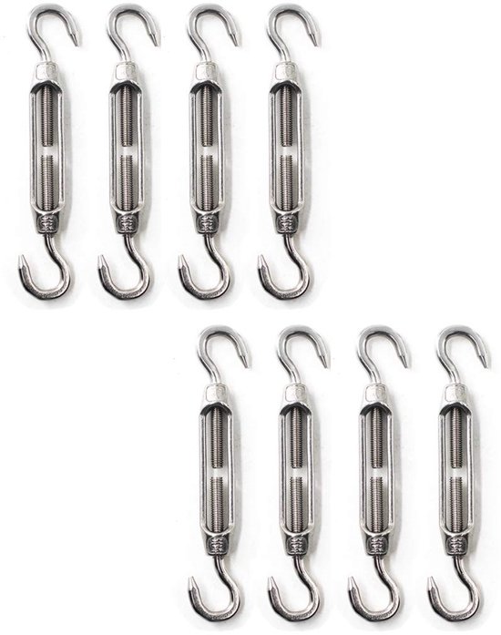 M5 Turnbuckle 304 stainless steel buckle hook and hook buckle wire rope tension Pack of 8 van Glarks
