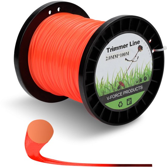 Maai- en Trimmerdraad 2 mm, professionele nylon draad, trimdraad 100 m, oranje/geel van Merkloos	