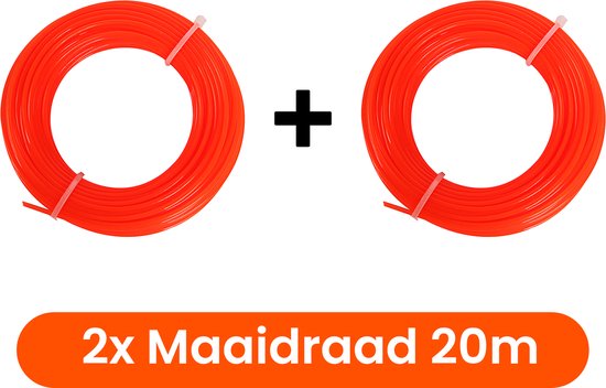 Maaidraad 20 meter per 2 - navulling voor grastrimmer - Ø1.4mm - trimmerdraad - kantenmaaier - grastrimmer draad - maaikop - draadspoel - combitool - bosmaaier van Merkloos	