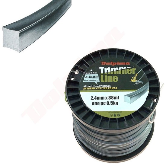 Maaidraad 2,4mm / 88 Meter TRIMMER LINE ALULON SQUARE Merk : BPC Parts van Merkloos	