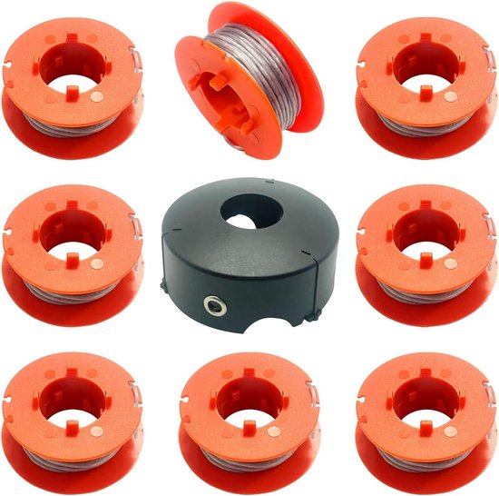 Maaidraad - 9 Stuks - trimmerdraad - 1,6 mm x 8 m - Reserve draden - draadspoelen - Geschikt VoorBosch Art 23 26 30 Combitrim Easytrim Grastrimmer - Geschikt Voor F016L71088 afdekkap - 8 spoelen + 1 afdekkap - Extra sterk van van Merkloos	