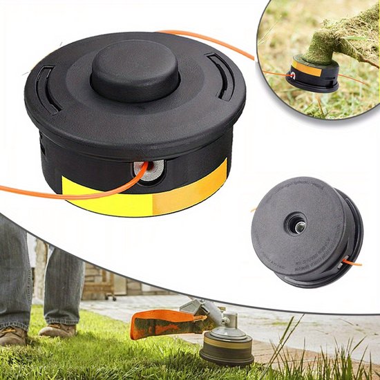 Maaikop Voor Grasmaaier - Snel Laden Rechte as - Nylon Met Grote Capaciteit Automatische Toevoer - 12 cm M10/12 Boring - Zwart