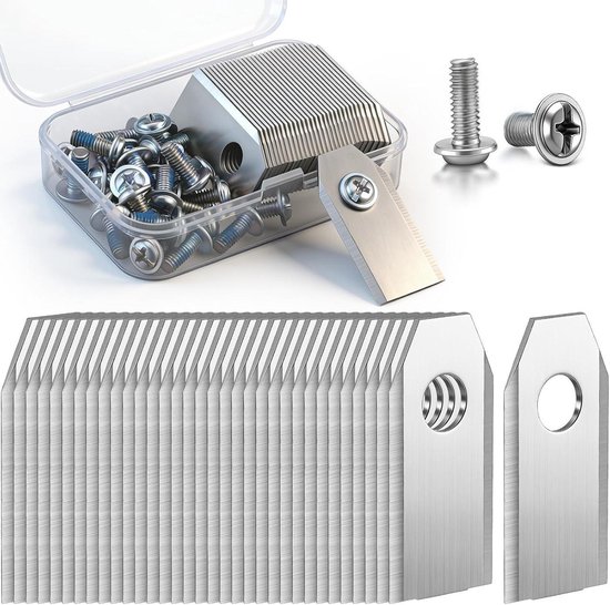Maaimesjes geschikt voor Ecovacs Goat G1, O & A-serie - Reservemesjes Robotmaaier - 30 Stuks - Inclusief Schroeven - RVS - 36x18mm- zilver