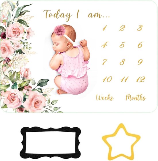 Maandelijkse Dekentje voor Jongens en Meisjes - Mijlpaal Dekentje - Foto Dekentje van Merkloos	