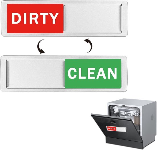 Magnet voor Vaatwasser - Schoon Vies Bord voor Vaatwasser - Keukenaccessoires - Vaatwasser Schoon Vies Plaat - Zilver Gezoomd Rechthoekig Rood-Groen voor Vaatwasser - Keuken Gadgets van Merkloos	
