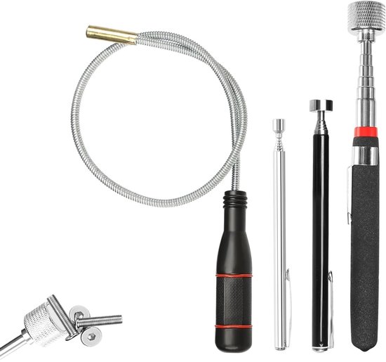 Magnetische Telescopische Stang Set van 4, Flexibele Magnetische Lifters voor Kleine Onderdelen, Metaal en Autoaccessoires, 1.5lb/5lb, 550mm