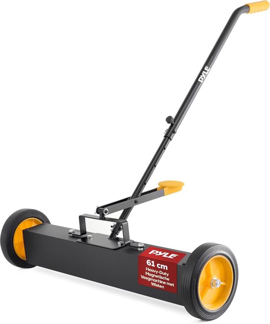 Magnetische Veegmachine - Magneetveger - Metaal Opruimen - Verstelbare Wielen - 24-Inch Werkbreedte - Zwart Oranje