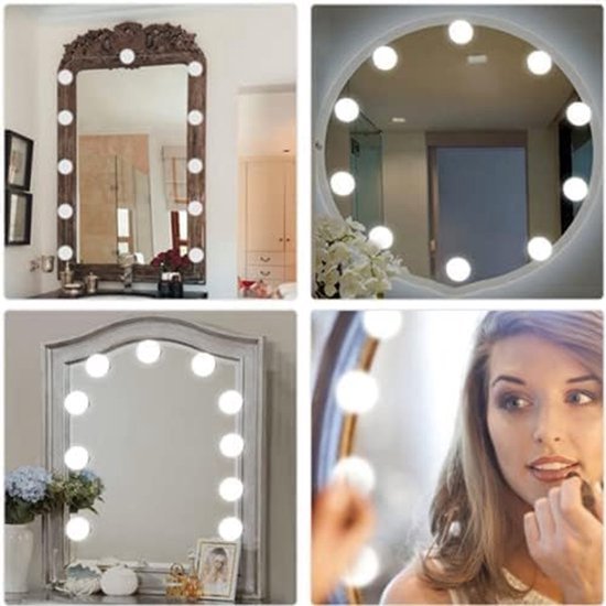Make-up spiegellampen - 10 LED Kit Lampen - Dimbare Lamp voor Make-up kaptafel set - Professionele verlichting in kleedkamer