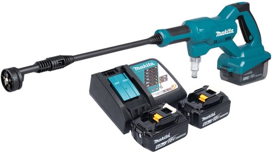 Makita DHW 180 RG accudrukreiniger 18 V 24 bar + 2x accu 6.0 Ah + lader van Makita