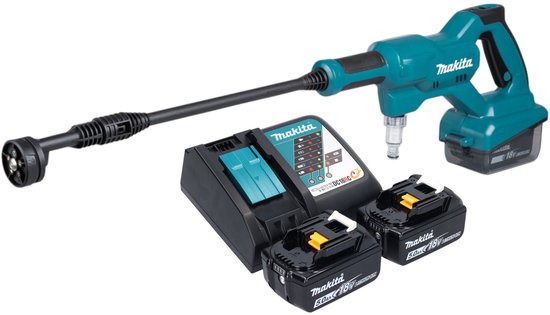 Makita DHW 180 RT accudrukreiniger 18 V 24 bar + 2x accu 5.0 Ah + lader van Makita