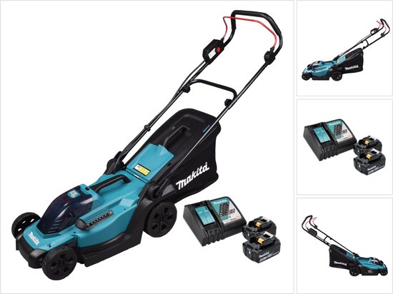 Makita DLM 330 RM2 accugrasmaaier 18 V 33 cm 30 l + 2x accu 4.0 Ah + lader van Merkloos	